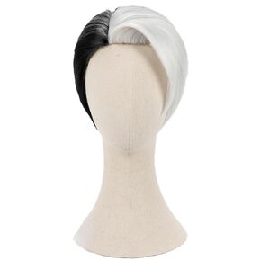 Game Cosplay Wig Divus Crewel Cosplay Wig Short Straight Wig Side Part Wig Half White Half Black Hair Wig Heat Resistant Wig Role Play Halloween Wig 29 CM (Divus Crewel)