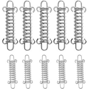 10PCS Tent Spring Buckle, Windproof Stainless Steel Tarp Springs, Rope Spring for Awning Tent Canopy, Outdoor Camping, Dog Chain Tension Springs, Sun Sail Shades for Beach