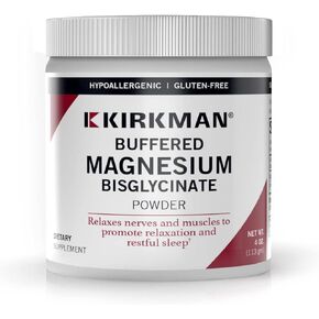 Kirkman - Buffered Magnesium Bisglycinate Powder - 4 oz - Relaxes Nerves & Muscles - Prompts Restful Sleep - Hypoallergenic