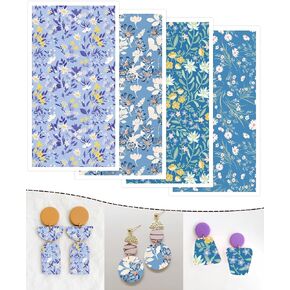 Puocaon Polymer Clay Transfer Paper - Floral Transfer Paper for Polymer Clay Jewelry, Water Transfer Paper for Polymer Clay, Plant Natural Clay Transfer Paper for Polymer Clay Earrings Making (20 Pcs)