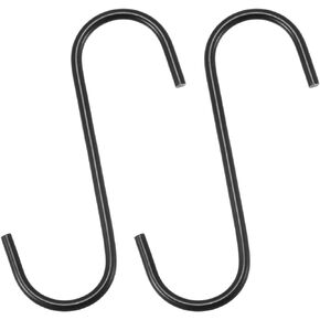 uxcell S Hanging Hooks, 16inch/400mm Extra Long Steel Hanger, Indoor Outdoor Uses for Garden, Bathroom, Closet, Workshop, Kitchen, Black, 2Pcs