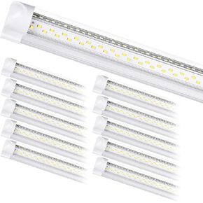 8Ft LED Shop Light Fixture - 8 Foot 100W 15000LM 6500K, Linkable with Plug LED Lights for Garage,V Shape, 96" T8 LED Tube Light, Hight Output,Pack of 10