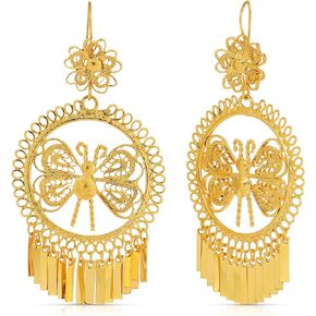Folklorico Dance Traditional Mexican Gold Filigree Earrings, Butterfly Earrings, Day of the Dead, Mexican Earrings