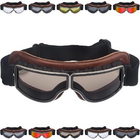 Peicees Vintage Motorcycle Goggles Aviator Goggles Pilot Helmet Riding Glasses Motorcross Mountain Bike Scooter ATV Eyewear