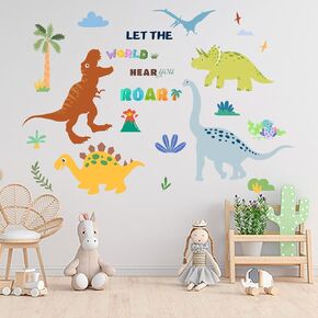 Dinosaur Wall Stickers - Dino Palm Tree Wall Decals - Nursery Kids Baby Girls Boys Room Daycare Kindergarten Playroom Classroom Wall Decor
