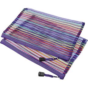 MECCANIXITY Mesh Zipper Pouches, A5 Colorful Pencil Case Document File Bags Storage Organizer for Office Supply Travel Accessory, Blue Pack of 6