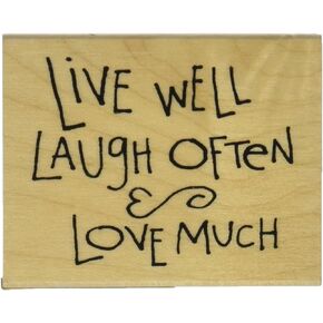 Inkadinkado ''Live Laugh Love'' Motivational Wood Stamp for Arts and Crafts, 3'' W x 1.5''L