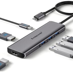 Lemorele MacBook Docking Station Dual Monitor Multi-Stream Transport, 6 in 1 USB C Laptop Docking Station w/4K HDMI, 3 USB 3.0, 100W Charging Port, USB C Hub for MacBook Air Pro M1 M2 Mac OS 10.15