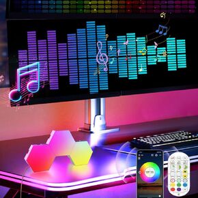 RGBW Lights, Gaming Lights, Party Lights with APP, Remote Control, Time LED Wall Lights with Music Sync, Dimmable Brightness Night Light, DIY Desk Lamp for Bedroom, Gaming Room, Playroom, 3 Pack