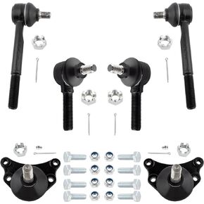 6Pcs Front Inner Outer Tie Rods End Links + Upper Ball Joints Set Kit Fit For Toyota Pickup 1984 1985 1986 1987 1988 1989 1990 1991 1992 1993 1994 1995 2WD / RWD Replace# ES2374 ES2376 K9343