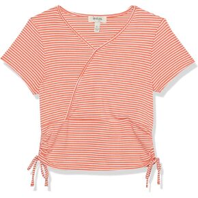 Speechless Girls' Faux Wrap Short Sleeve Tee