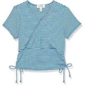 Speechless Girls' Faux Wrap Short Sleeve Tee