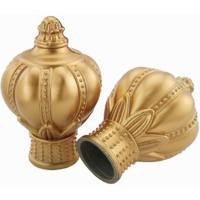 2PCS Curtain Rod Cap Finials, Plastic Drapery Rail Pole Head Cap Decorative Window Curtain Rail End Curtain Rod Pole Finials Ends Fit for 26-28mm Curtain Rod