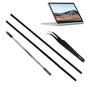 WESAPPINC Rubber Feet Strips Replacement for Microsoft Surface Laptop Studio 14.4 inch with Stainless Steel Lever and Tweezers (Black)