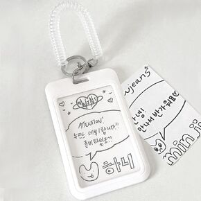 Acrylic Photocard Holder Keychain Photo Card Holders 3 Inch ID Badge Holder Bus Card Credit ID Bank Card Holder (Square White)