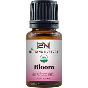 Bloom Blend USDA Certified Organic, 100% Pure and Premium, Undiluted, Happiness, Mood Booster, Aromatherapy, Calm, Relax