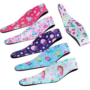 6 Pcs Swimming Headbands for Kids, Adjustable Swimming Ear Protection Bands Cute Cartoon Waterproof Swim Headbands for Girls Swimmers Age 1-5, Head Circumference 17.30-19.20 Inch