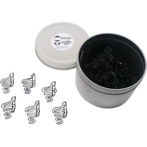 100 Count Snake Shaped Paper Clips Great for Paper Clip Collectors or Office Gift - Comes in Round Tin with Lid and Gift Box (Black)