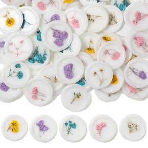 Qilery 50 Pcs Baby's Breath Wax Seal Stickers Self Adhesive Wax Seals Colorful Dry Floral Wax Seals for Wedding Invitations Floral Wax Seal Stamp for Bridal Shower Party Letter Envelope Gift Wrap