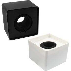 Hordion 2 Pack Microphone Flag Station Portable, Mic Flag Cube Microphone Logo ABS Foam Blank Microphone Accessories for Interview KTV Reporter Host, Black & White