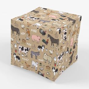 Stesha Party Farm Animal Wrapping Paper Cow Gift Wrap - Folded Flat 30 x 20 Inch - 3 Sheets