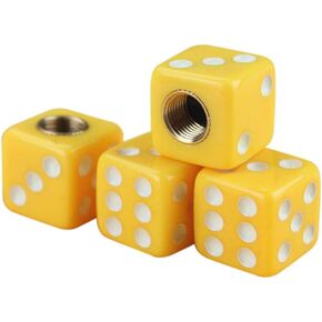 4pcs Dice Shape Plastic Wheel Stem Tyre Air Valve Stem Caps Dustproof Stem Covers for Cars, SUVs, Bike, Trucks (Black)