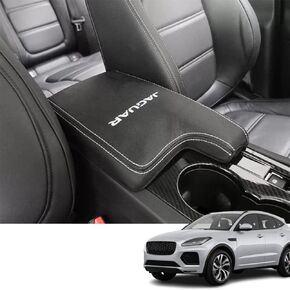Custom Interior Accessories for E-PACE EPACE 2018 2019 2020 2021 2022 2023 PU Leather Center Console Armrest Box Cover Armrest Cushion Central Armrest Protector Pad(Black)