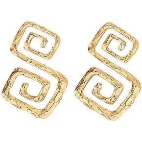 أقراط هندسية مجوفة غير منتظمة للنساء والفتيات مطلية بالذهب بيان بوهيمي قديم متاهة حلزونية كبيرة أقراط متدلية كبيرة لا تسبب الحساسية هدايا مجوهرات عصرية عصرية in Kuwait