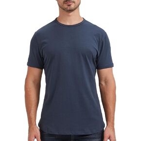 Men's Curved Hem 100% Slub Cotton T-Shirt Premium Casual Stylish Soft Crewneck Tee in Kuwait