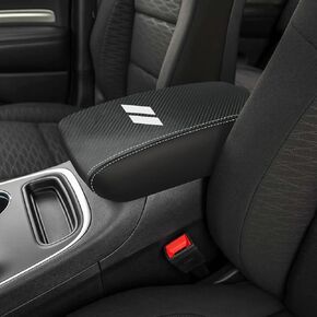 for Dodge Durango 2011-2020 Car Armrest Cover Center Console Pad Covers Scratch Resistance Box Cover Leather Protector Pad Interior Decoration Accessories (Black+Black Stitches)