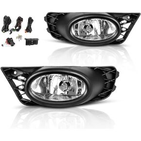 AUTOSAVER88 Fog Lights Compatible with 2009 2010 2011 Civic Sedan 09 10 11 Fog Lamps,with 12V 55W H11 Bulbs,Wiring Harness and Switch Clear Lens