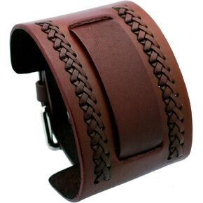 حزام ساعة يد Nemesis NW-B من الجلد البني العريض in Kuwait