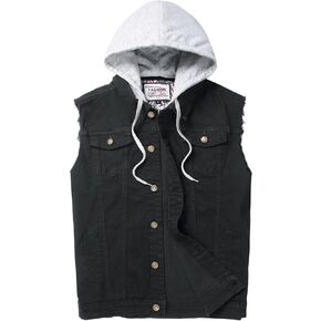 Men's Denim Vest,Sleeveless Jean Jacket Ripped Stretchy Distressed Battle Vest for Men Sleeve Less Outerwear