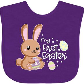 inktastic My 1st Easter with Cute Brown Bunny and Easter Eggs Baby Bib