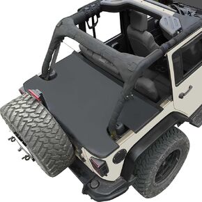 Tonneau Cover Compatible with Jeep Trunk Cover Wrangler JL 4 Door (2018-Current) Back Ton Cargo Vinyl Tailgate Cover Robicon Sahara Sport S - Black
