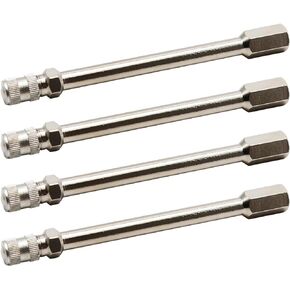 4PCS 100 Mm/4 Inch Wheel Valve Extension Stem Extender Rod Caps for ATV RV Car Truck Tire - Silver 100mm F Cap