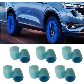 12PCS Luminous Car Tire Valve Stem Caps, Fluorescent Valve Tire Air Caps Cover, Glow in The Dark Illuminated Corrosion Resistant Wheel Tire Caps, Universal for Car Bike (Blue)