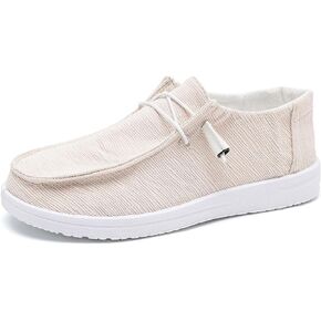 Womens Breathable Boat Shoes for Women, Womens Slip On Shoes Loafers Casual Deck Shoes, Womens Lightweight Canvas Lace Up Loafers