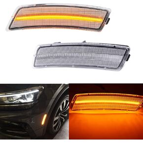 2Pcs Amber LED Side Marker Lights Kit for VW Tiguan 2018-up Beetle 2012-2019 Smoked Lens Replace OEM Front Bumper Sidemarker Lamp