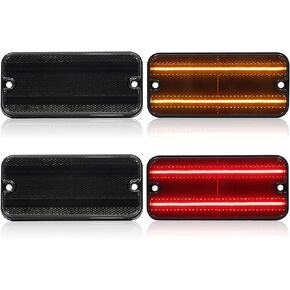 4PCS Front + Rear LED Side Marker Lights Fit For 1968-1972 C10 C20 C30 K10 K20 K30 C15 C25 C35 C1500 C2500 C3500 K1500 K2500 K3500 Pickup Suburban Blazer Jimmy, Smoked Lens