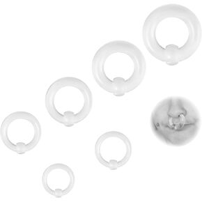 ZS 6Pcs Captive Bead Rings Spring Action BCR Ball Rings, 12G - 0G PA Ring, Acrylic Nose Septum Rings Stretching Pierced Body Jewelry for Men Women