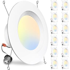 BBOUNDER 12 Pack 5/6 Inch LED Recessed Downlight, Baffle Trim, Dimmable, 12.5W=100W, 5000K Daylight, 950 LM, Damp Rated, Simple Retrofit Installation -No Flicker
