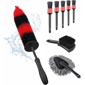 مجموعة فرش عجلات السيارة مكونة من 8 قطع، فرشاة إطارات حافة عجلة السيارة، فرشاة عجلة طويلة ناعمة، فرش تفاصيل السيارة وفرشاة الإطارات الصلبة، مجموعة غسيل تفاصيل السيارة لتفصيل حافة السيارة والإطارات in Kuwait