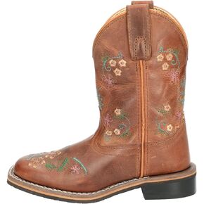 Smoky Mountain Girls' Floralie Western Boot Square Toe Brown 13 D
