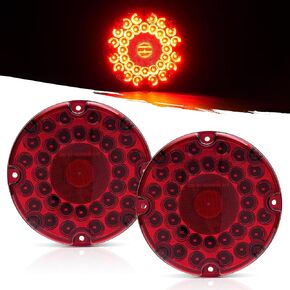 2Pcs 7" Turn Signal Tail Lights 36 LED 7-Inch Amber School Buses Transit Vehicle Tail Lights Round Truck Turn Signal/Parking Lights Trailer Truck Taillight w/Inner Reflex Lens