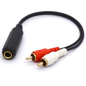 6.35mm to RCA Splitter Cable, Gold Plated 6.35 TRS Female to Dual RCA Male Stereo Audio Adapter Lead 25CM