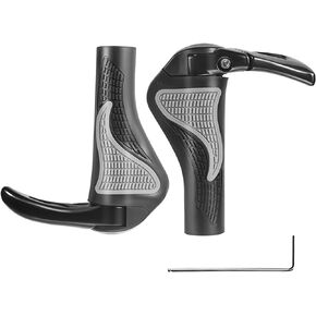 PRUNUS Bike Grips Rubber Ergonomic Antislip Handlebar Grips for MTB Bicycle Mountain(Black+Gray)