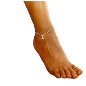 Boho Starfish Anklet Dangle Star Ankle Bracelet Silver Anklet Vintage Figaro Chain Anklet Bracelet Summer Foot Chain Jewelry for Women and Girls Gifts