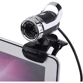 Webcam Camera, USB 2.0 12M Pixels Clip-on Webcam PC Camera with 360° Rotating Stand and Built-in Microphone for Desktop or Laptop (Silver)