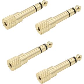 6.35mm Male to 3.5mm Female Stereo Audio Jack 4-Pack 1/4 inch to 1/8 inch Adapter for Aux Cable, Guitar Amplifier, Headphone